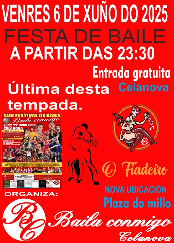 Venres 6 de xuño do 2025  FESTA DE BAILE EN CELANOVA